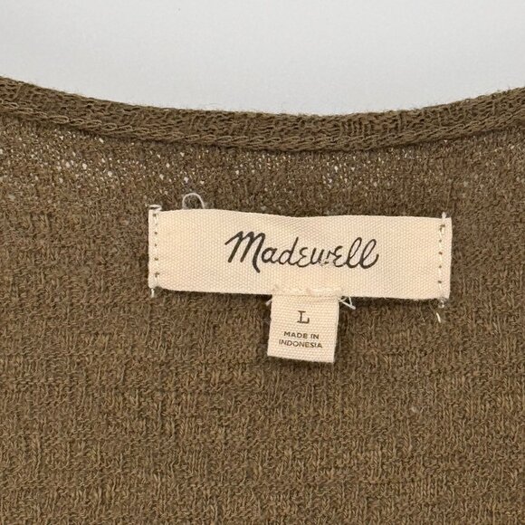 MADEWELL Womens Size Large Olive Green Cotton Ruffle Sleeve Scoop Neck Tank Top - Picture 5 of 14